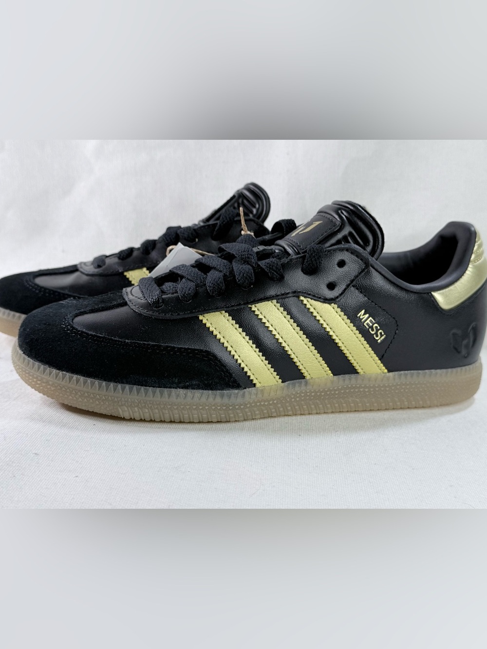 adidas Black & Gold Samba ‘Messi' J Low-Top Sneakers